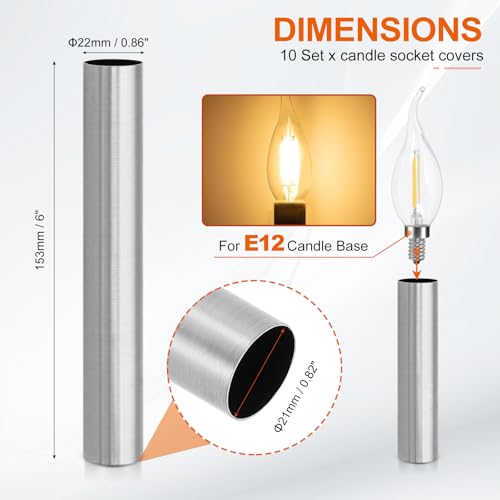 PATIKIL 6 Inch Chrome Candle Cover Sleeves 10Pcs