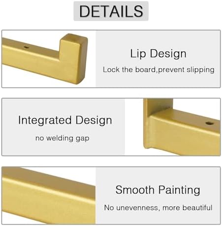 OVOV 6 Pack Heavy Duty Shelf Brackets Gold 10 Inch