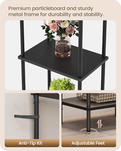 GOEBLESON 5-Tier Display Shelf with Light Floor Lamp