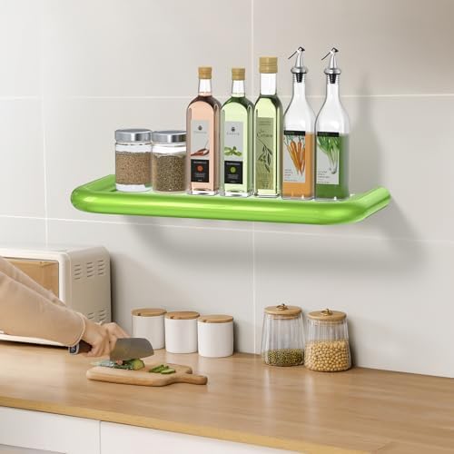 14 Inch Stainless Steel Floating Shelf for Bathroom Wall Organizer Green