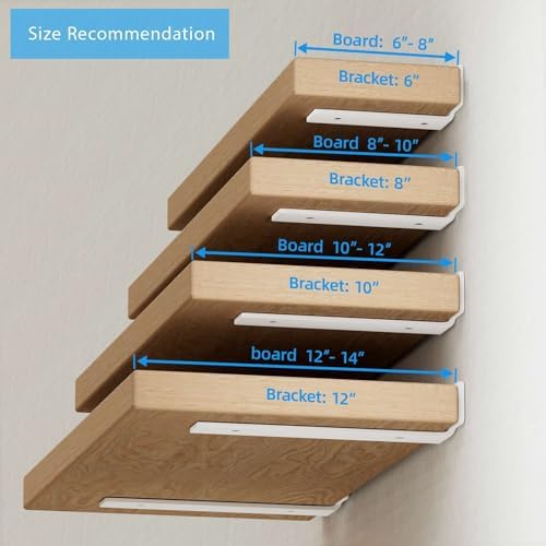 Heavy Duty Floating Shelf Brackets 10-Inch Long 6-Pack Matte White L