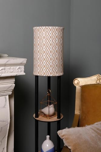Oak White Floor Lamp with Shelves for Living Room and Bedroom