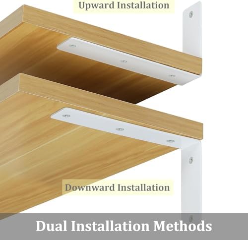 Alise Heavy Duty L-Shaped Shelf Brackets - White 7x42 Inch Pack of 4