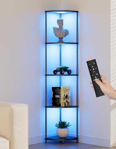 Corner Shelf with RGB LED Light Floor Lamp