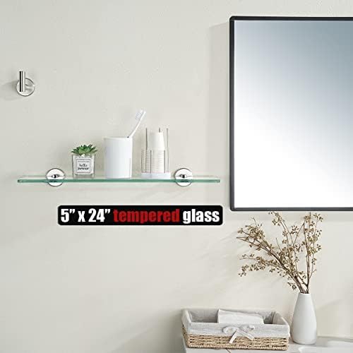 JQK Tempered Glass Shelf for Bathroom 24x5 inches