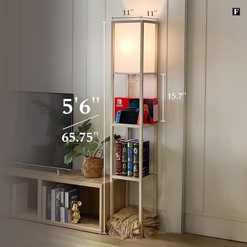 FENLO Floor Lamp with Shelves Modern Minimalist Design