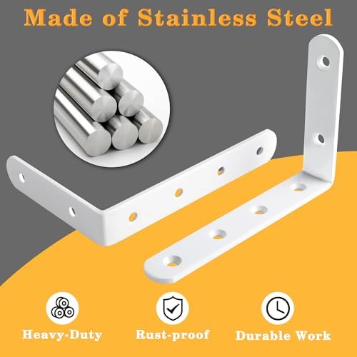 Alise 8 Pack Floating Shelf Brackets White Heavy Duty L Brackets