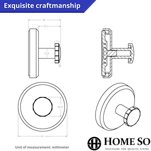 HOME SO Suction Cup Hooks 2-Pack Matte Brushed Satin Gold