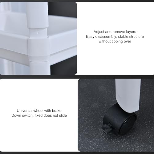 Freestanding Bathroom Shelf with 3 Layers and Wheels