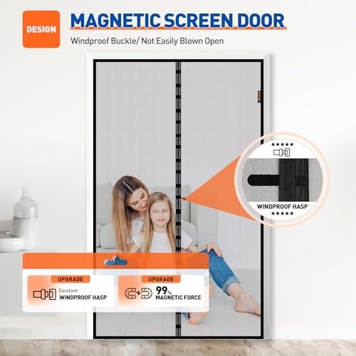 MAGZO Magnetic Screen Door 72x80 Inch Gray