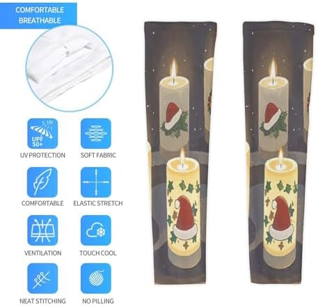Christmas Candles Print Arm Sleeves for Running and Outdoor Sports