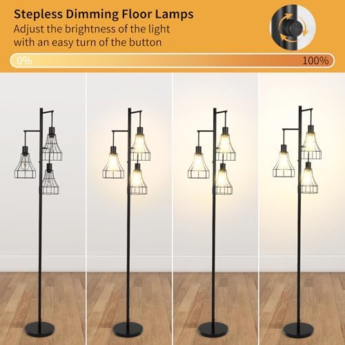 70 Inch Dimmable Floor Lamp with 3 LED Bulbs