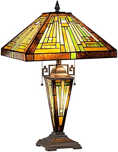 Capulina 3-Light Tiffany Style Table Lamp 12x12x23 Inches Amber Brown