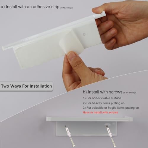 Small Floating Shelf with Heavy Duty Acrylic Adhesive for Wall Mount Organizer
