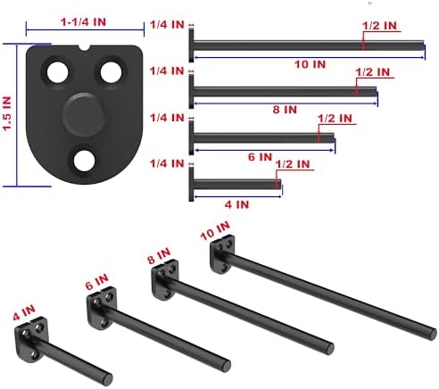 Floating Shelf Bracket 14 Inch Thick 6 Pack Black