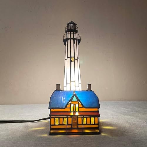 Bieye L10942 St Simons Lighthouse Tiffany Style Table Lamp