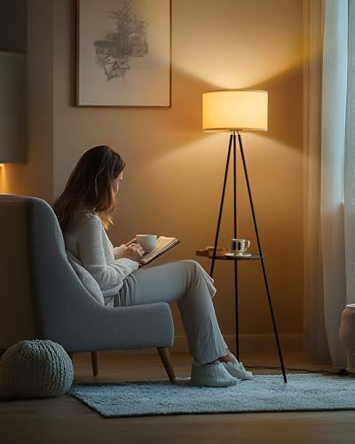 MODIVO Tripod Floor Lamp with Shelves and Flexibility