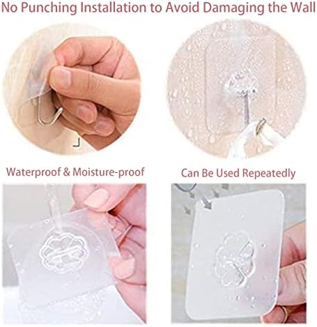 DDMY 24 Pack Transparent Wall Hooks 33lb Max Heavy Duty