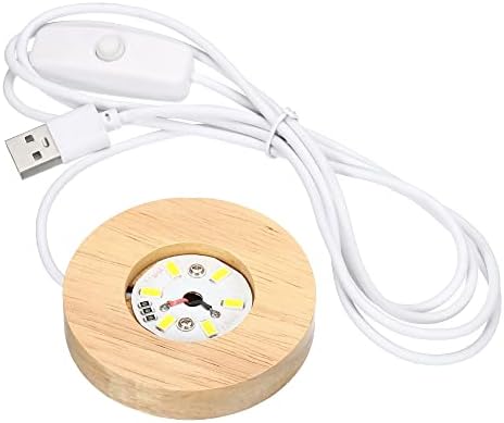 PATIKIL Wooden LED Light Base Stand with USB Power