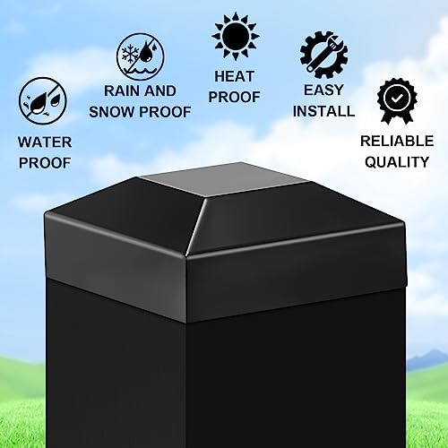Dunzy 24 Pcs Aluminum Fence Post Caps Black 2x2 Inch Covers