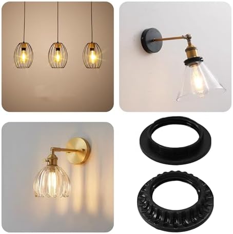 4Pcs E26 Lamp Shade Rings Black Socket Collar Reducer
