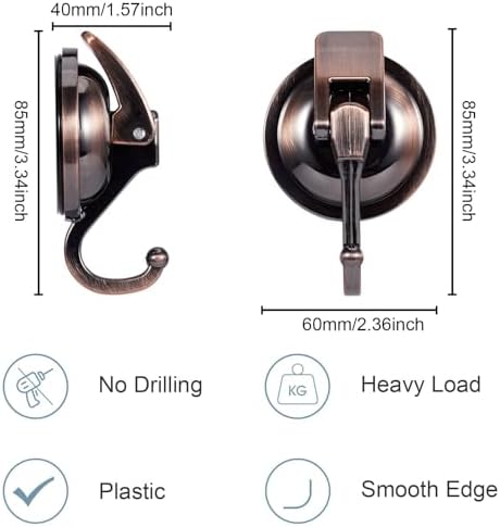 Red Bronze Suction Cup Hooks 2 Pack for Glass and Tile