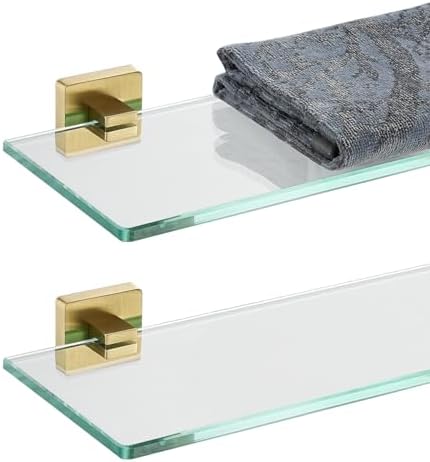 JQK Floating Tempered Glass Shower Shelf 2 Pack
