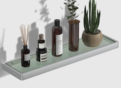 Brushed Nickel Floating Bathroom Shelf 20 Inch 1 Tier Organizer