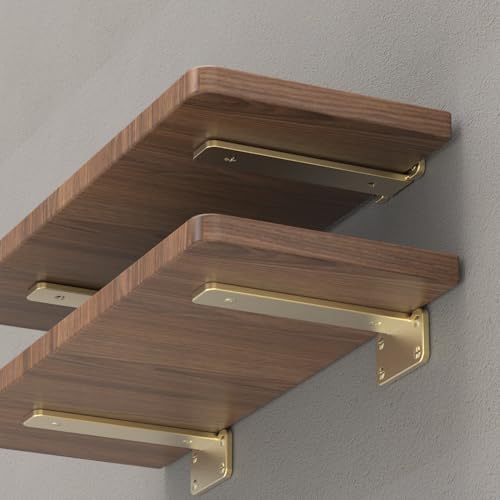 Sanbeeto 10 Inch Gold Heavy Duty Floating Shelf Brackets 4 Pack