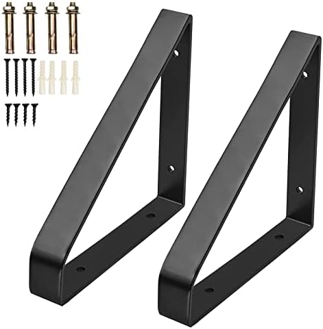 2Pcs Heavy Duty Floating Shelf Brackets with Screws - 300lbs Load Capacity Black