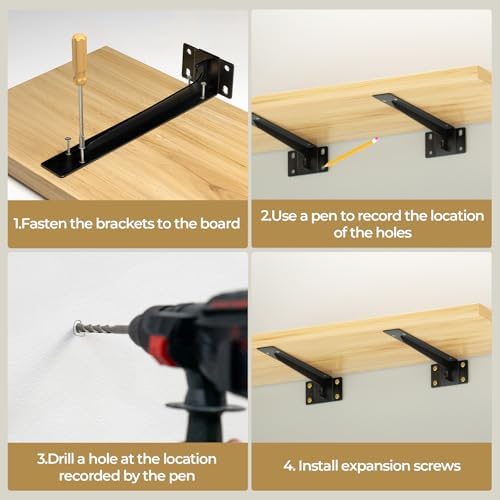 14 Inch Heavy Duty Shelf Brackets Set of 2 - 1500 Lbs Capacity Black