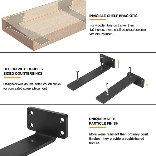 HITOMEN Heavy Duty Floating Shelf Brackets 12 Pack