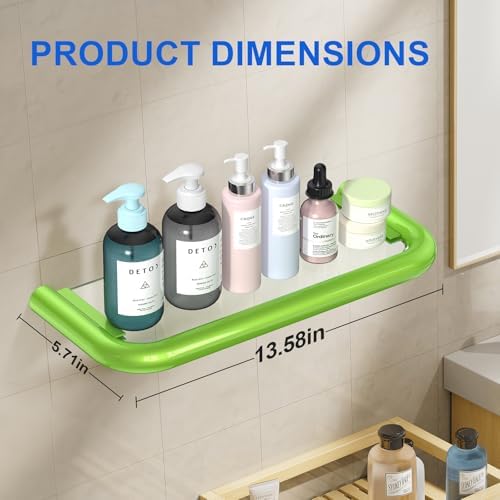 14 Inch Stainless Steel Floating Shelf for Bathroom Wall Organizer Green