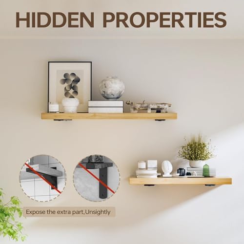 Heavy Duty Floating Shelf Brackets 12 Inch 6 Pack Black Coated