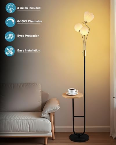 Lightdot 65 Inch Floor Lamp with Dimmable LED and Tray