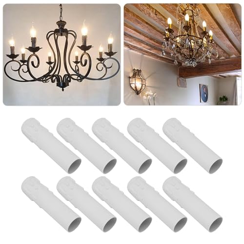 4 Inch Tall Candle Socket Covers 10 PCS White E14 Chandelier Sleeves