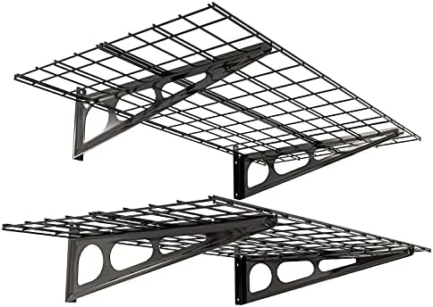 FLEXIMOUNTS 2-Pack Wall Shelves 24x48 Inches Black