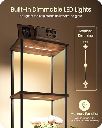 GOEBLESON 5-Tier Corner Shelf Lamp with Light
