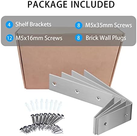YUMORE Heavy Duty Shelf Bracket 7 Inch L-Shaped 4 Pack