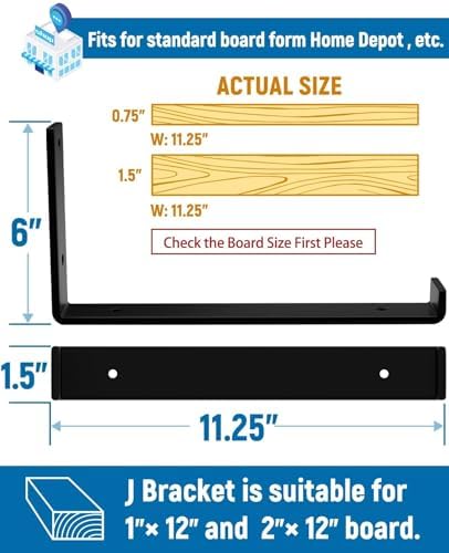 LEOPO 12 Inch Shelf Brackets 6 Pack Heavy Duty