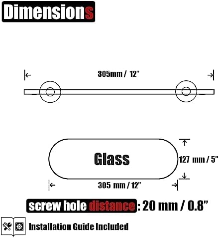 JQK Chrome Bathroom Glass Shelf 12x5 Inches