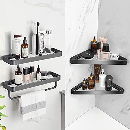 VOLPONE 2-Tier Tempered Glass Corner Shelf for Bathroom