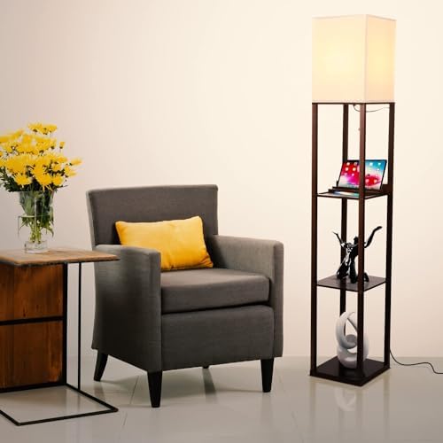 Brightech Maxwell Charger Modern Floor Lamp with USB and Outlet