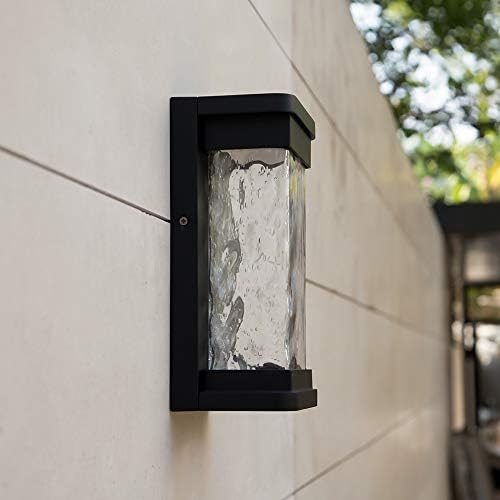 LUTEC Starry 795 Lumen 3000K LED Wall Light with Seeded Glass