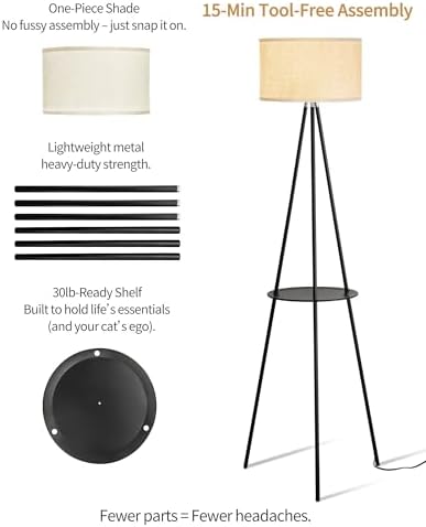 MODIVO Tripod Floor Lamp with Shelves and Flexibility