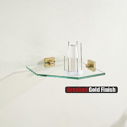 JQK Corner Glass Shelf Brushed Gold 2 Pack 1