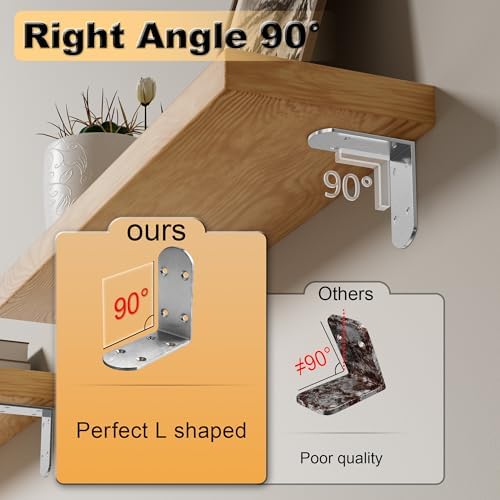 Alise 4Pcs Stainless Steel L Brackets for Shelves