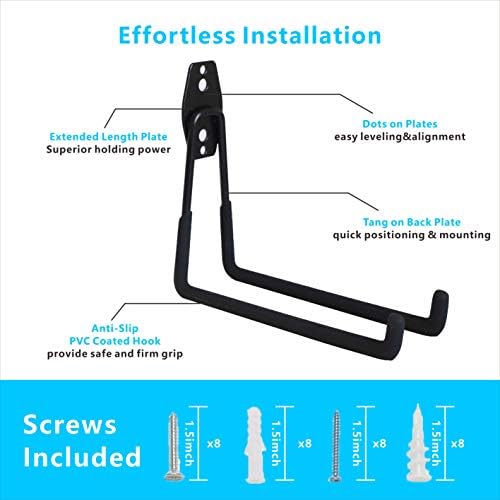 SMARTOLOGY Garage Hooks 4 Pack with Extension Cord Holders