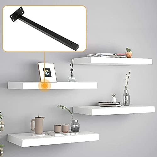 4 Pcs 16 Inch Floating Shelf Brackets Heavy Duty Stainless Steel Black