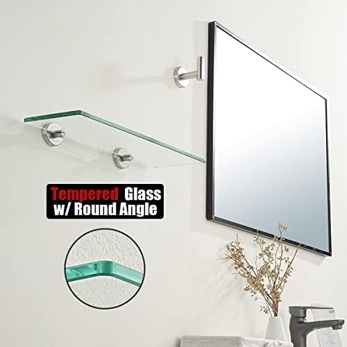 JQK Floating Tempered Glass Shelf 16x5 Inch